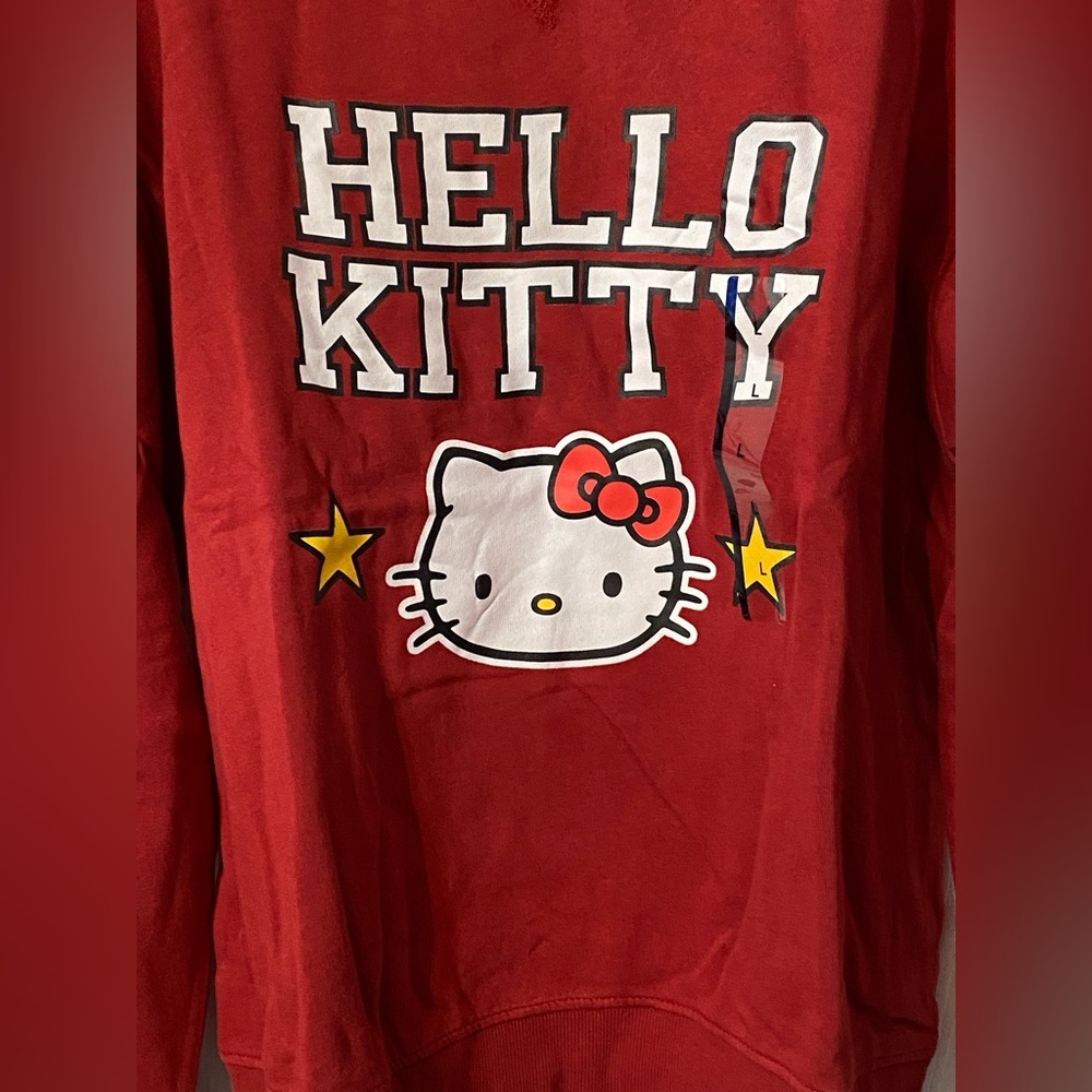 Red Hello Kitty Women’s Large Oversized Sweatshirt New Christmas - Picture 2 of 5